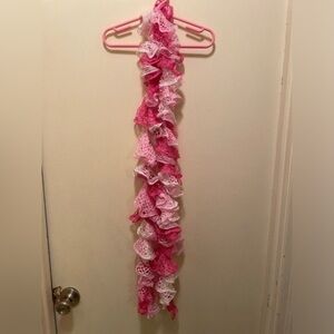 New Handmade Scarf 70” in length Pink/White